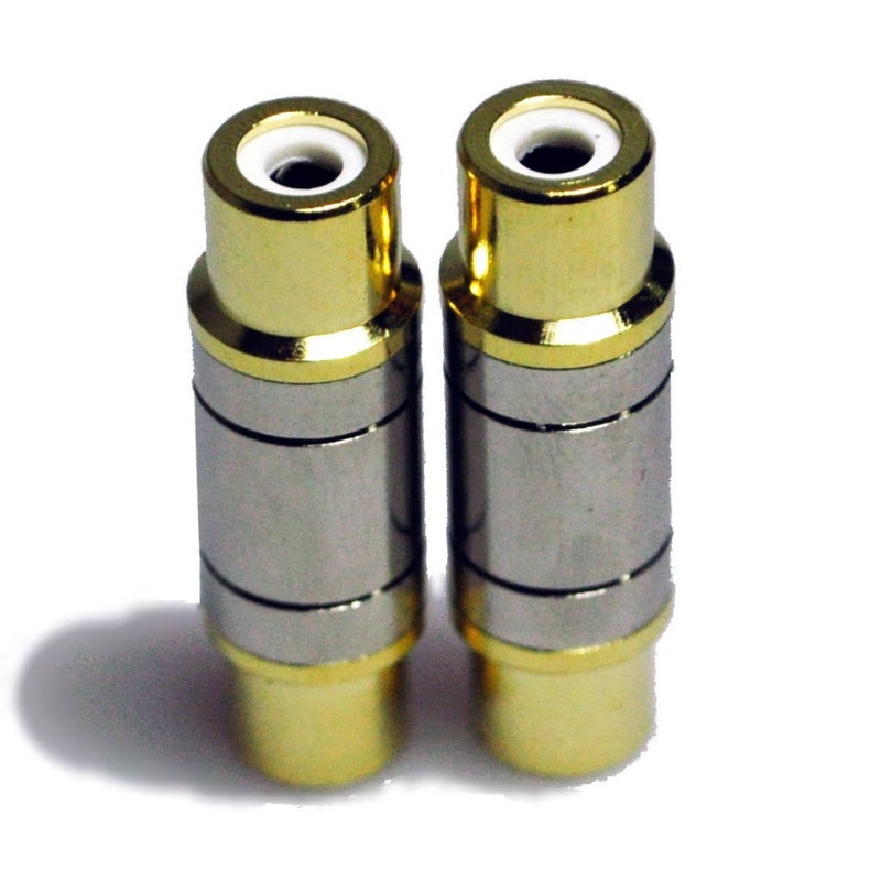 HTTX Premium Female to Female RCA Connector A/V Joiner Video and Audio Coupler Metal Adapter Component Gold Plated (2-Pack) - Image 1